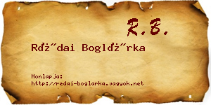 Rédai Boglárka névjegykártya